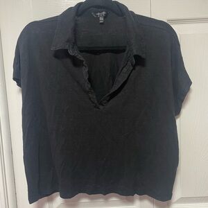 Black (Slightly) Cropped Polo T